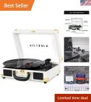 Retro Portable Turntable with Bluetooth & 3 Speeds