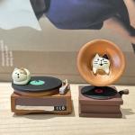 Vintage Cat Gramophone Player Figurine Set