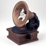 Vintage Cat Gramophone Player Figurine Set