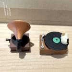 Vintage Cat Gramophone Player Figurine Set