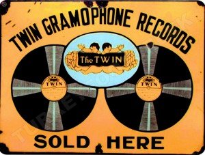Twin Gramophone Records Vintage Metal Sign