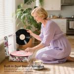 Retro 3-Speed Vinyl Record Player with Bluetooth