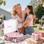 Retro 3-Speed Vinyl Record Player with Bluetooth