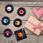 Funny Retro Vinyl Record Coasters with Player, 6 Pcs