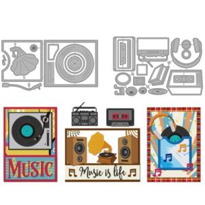 Vintage Style Gramophone Die Cutting Template Set