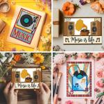 Vintage Style Gramophone Die Cutting Template Set