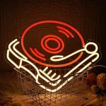Retro Neon Record Player Sign for Music Lovers