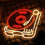 Retro Neon Record Player Sign for Music Lovers