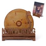 Vintage Wooden Vinyl Record Stand for Display