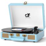 Vintage Bluetooth Suitcase Vinyl Record Player with Speakers