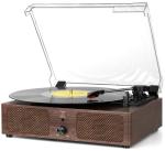 Retro Bluetooth Wooden Record Player with Speakers