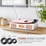 Vintage 3-Speed Vinyl Record Player with Speakers