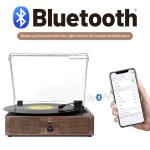 Retro Bluetooth Wooden Record Player with Speakers