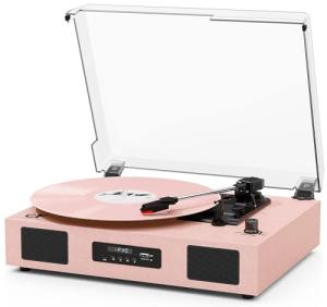 Vintage Bluetooth Record Player with Enhanced Speakers
