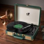Dark Green Suitcase Record Player with Bluetooth Speakers