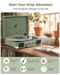 Vintage 3-Speed Portable Vinyl Record Player - Sage Green