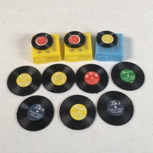 Set of 10 Vintage Record Player Cake Toppers