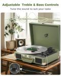 Vintage 3-Speed Portable Vinyl Record Player - Sage Green