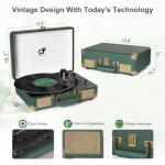 Dark Green Suitcase Record Player with Bluetooth Speakers