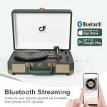 Dark Green Suitcase Record Player with Bluetooth Speakers