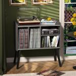 Mid-Century Record Player Stand with Vinyl Storage