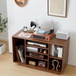 Retro Walnut Vintage Record Player with Built-in Speakers