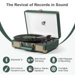 Dark Green Suitcase Record Player with Bluetooth Speakers