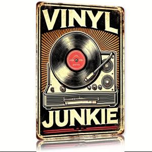 Vintage Vinyl Record Player Tin Wall Sign