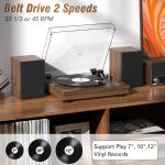 Vintage Bluetooth Vinyl Record Player with Stereo Speakers