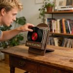 Vintage Wooden Record Stand for Album Display