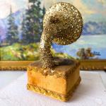 Victrola Record Player Ornament - Gold Glitter