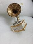 Gold Glitter Victrola Phonograph Christmas Ornament