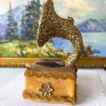Victrola Record Player Ornament - Gold Glitter