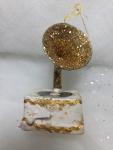 Gold Glitter Victrola Phonograph Christmas Ornament