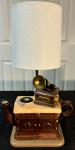 Vintage Teapot Lamp with Record Player Design