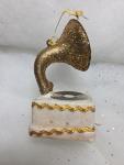 Gold Glitter Victrola Phonograph Christmas Ornament