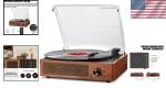 Vintage Style Bluetooth Vinyl Record Player with 3 Speeds