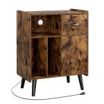 Vinyl Record Player Stand with Power Outlet