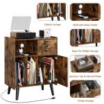 Vinyl Record Player Stand with Power Outlet