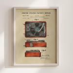 Vintage Red Gramophone Player Patent Art Print