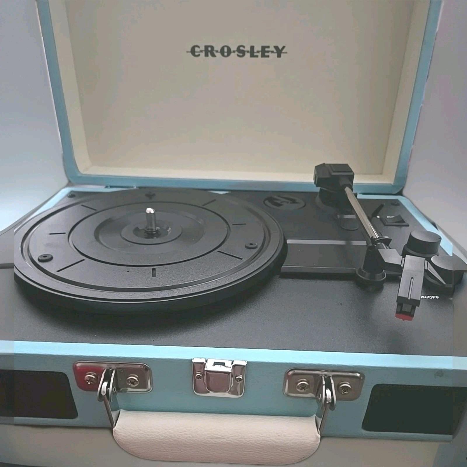 Teal Blue Vintage Portable Bluetooth Record Player