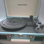 Teal Blue Vintage Portable Bluetooth Record Player