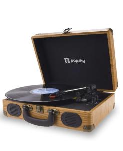 Vintage Bluetooth Vinyl Record Player, 3-Speed Turntable