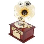 Brown Vintage Gramophone Record Player with Flower Horn