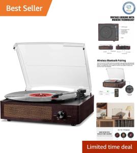 Retro Vinyl Turntable with Bluetooth Speakers