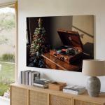 Vintage Record Player Winter Scene Wall Art