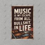 Vintage Music Escape Metal Sign for Man Cave