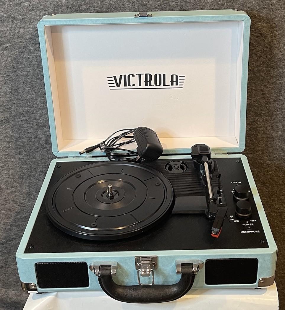 Portable Vintage Victrola Suitcase Record Player with Bluetooth
