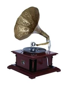 Deco 79 Wood Functional Gramophone Player, Brown