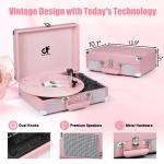 Pink Vintage Suitcase Record Player with Bluetooth